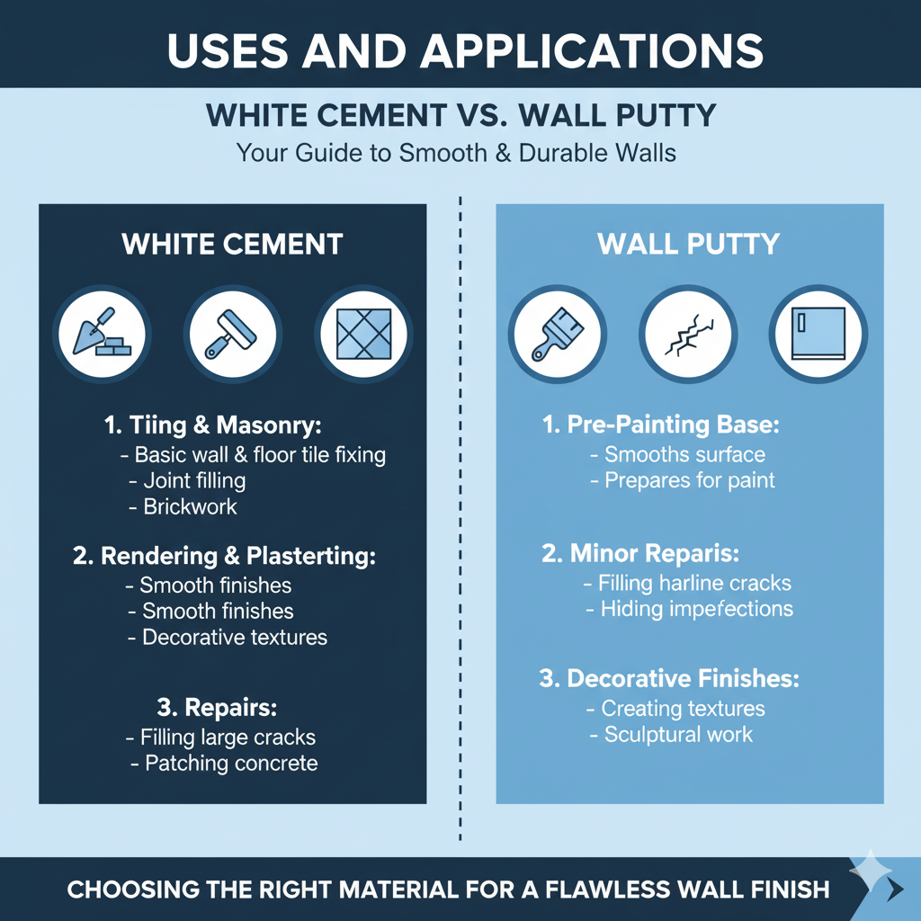 Uses and Applications For White Cement and Wall Putty