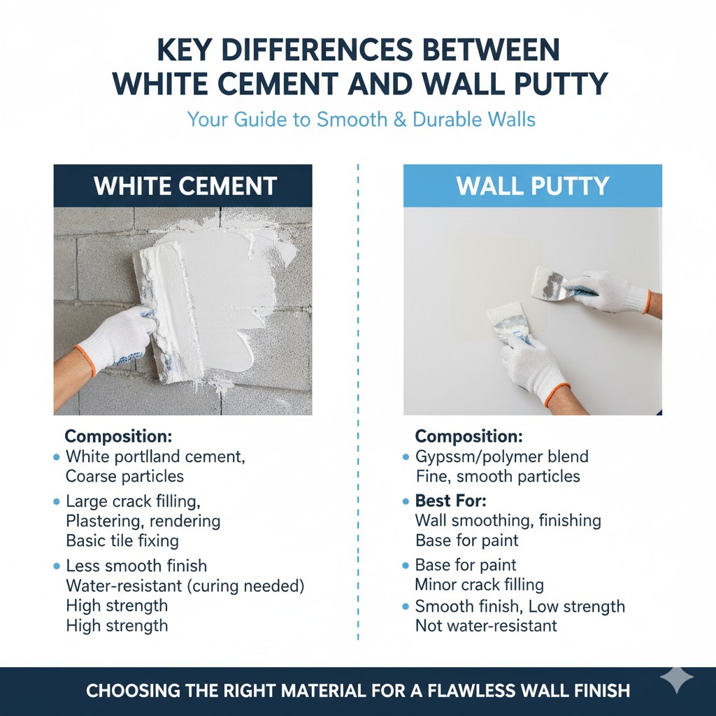 Key Differences Between White Cement and Wall Putty