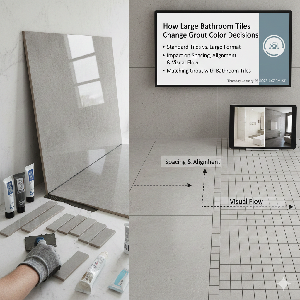 How Large Bathroom Tiles Change Grout Color Decisions