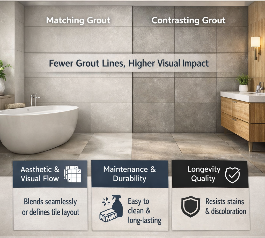Why Grout Color Selection Matters for Large Bathroom Tiles