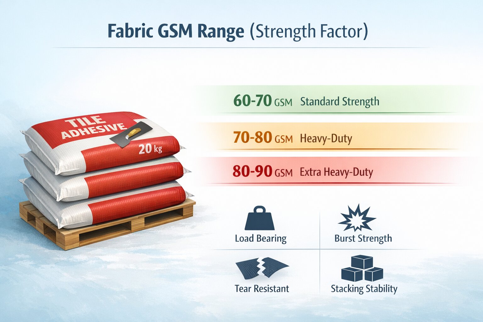 Fabric GSM Range (Strength Factor)