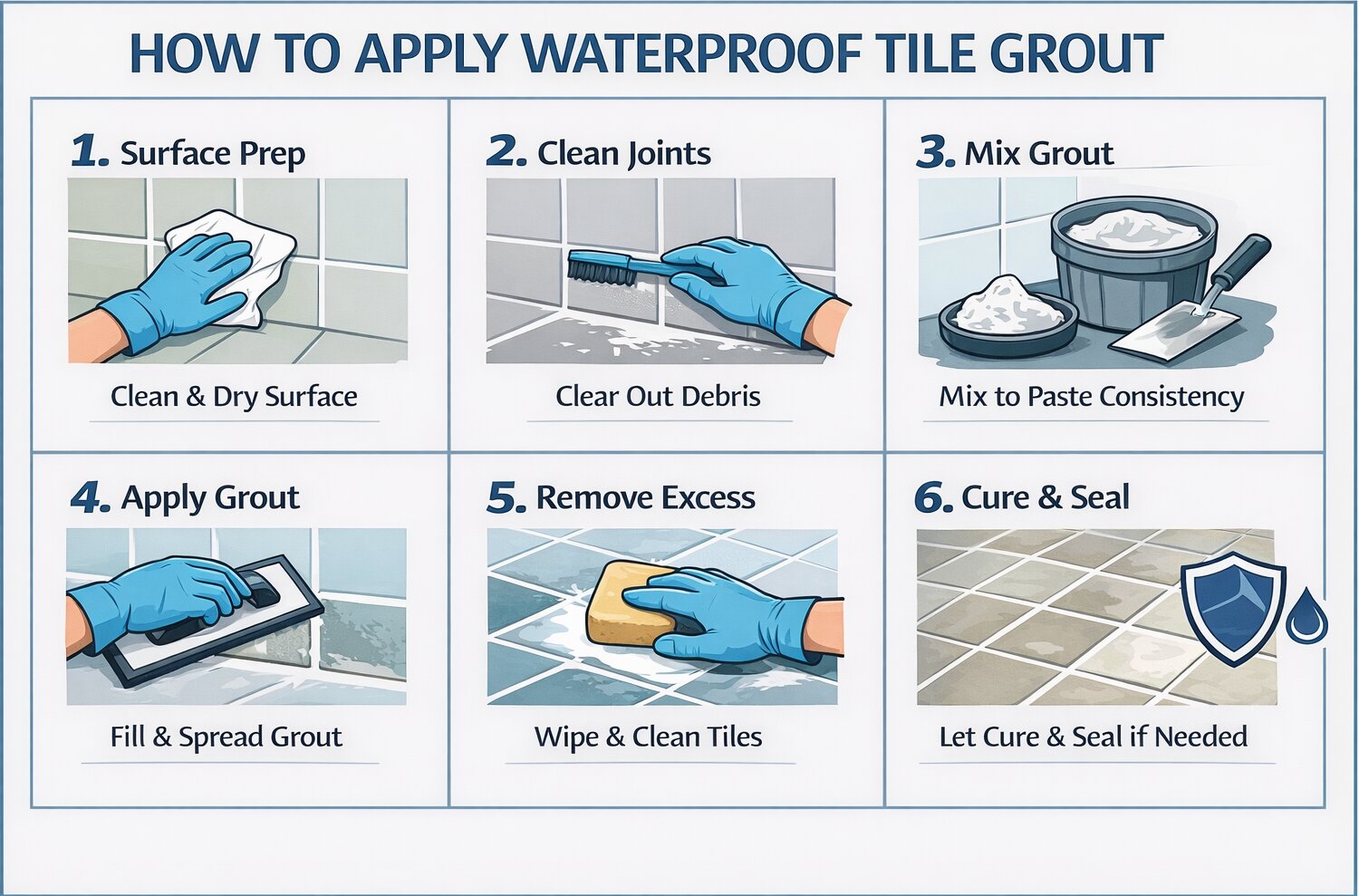 Step-by-Step Process to Apply Waterproof Tile Grout