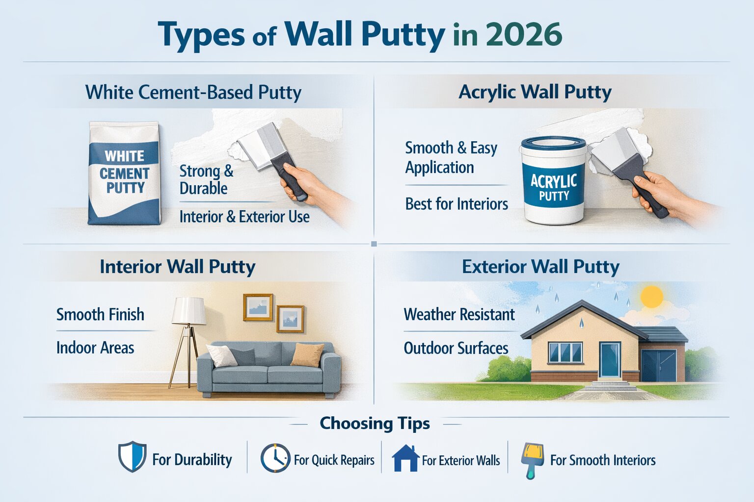 Types of Wall Putty Available in 2026