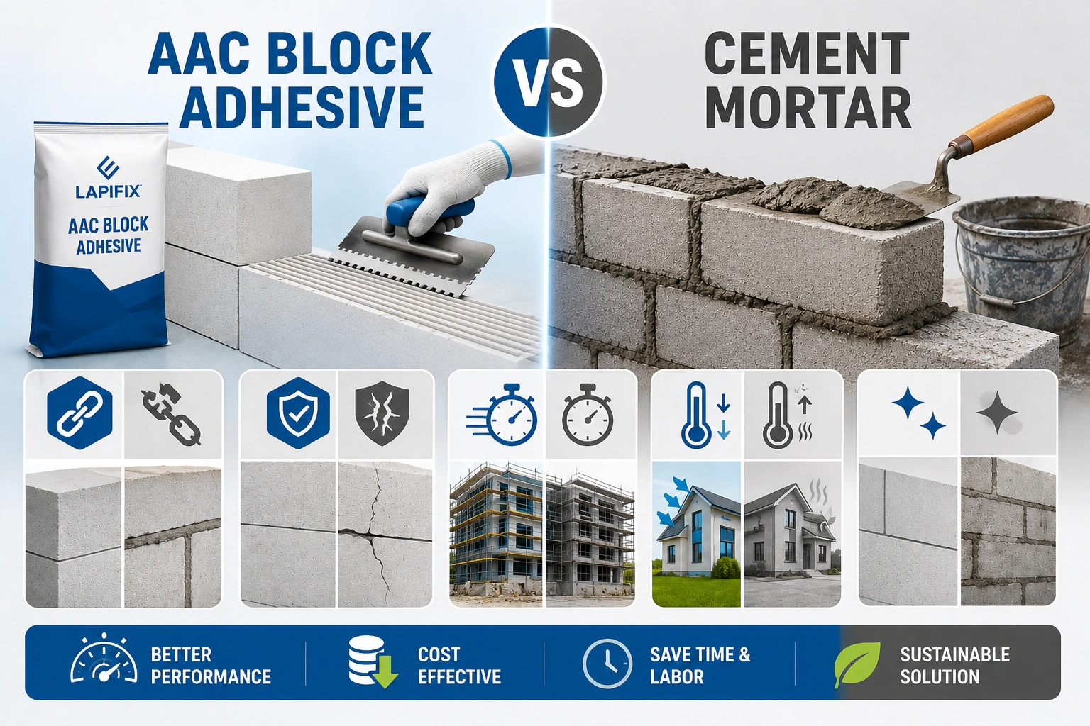 Performance Comparison Between AAC Block Adhesive and Cement Mortar