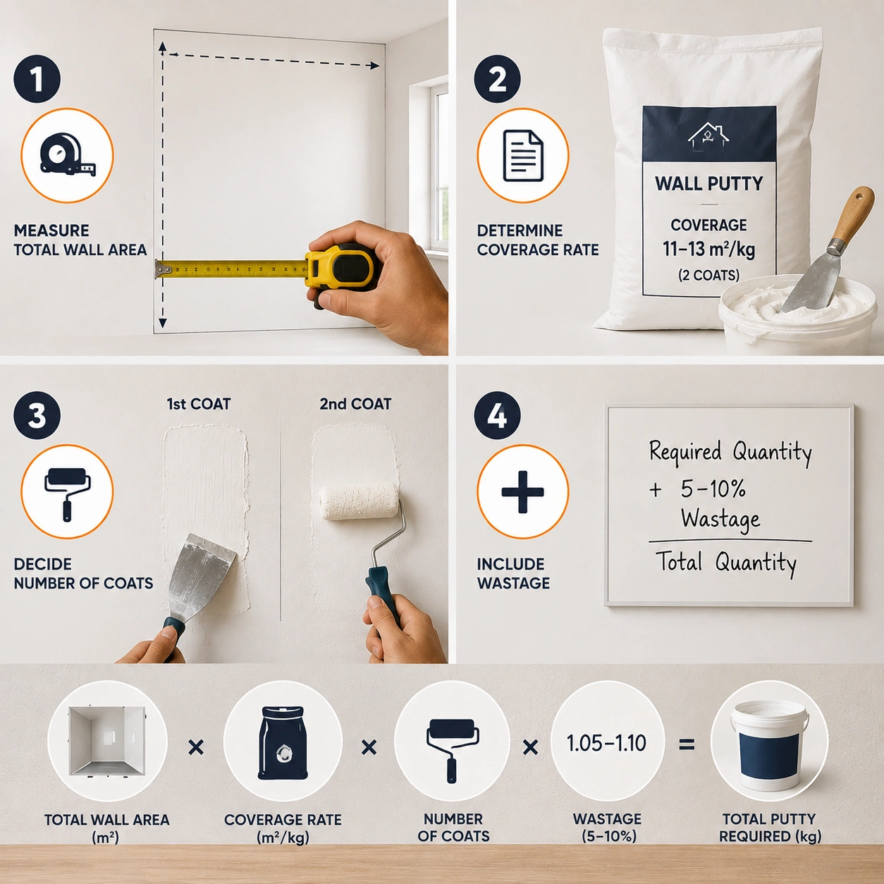 How to Calculate Wall Putty Requirement