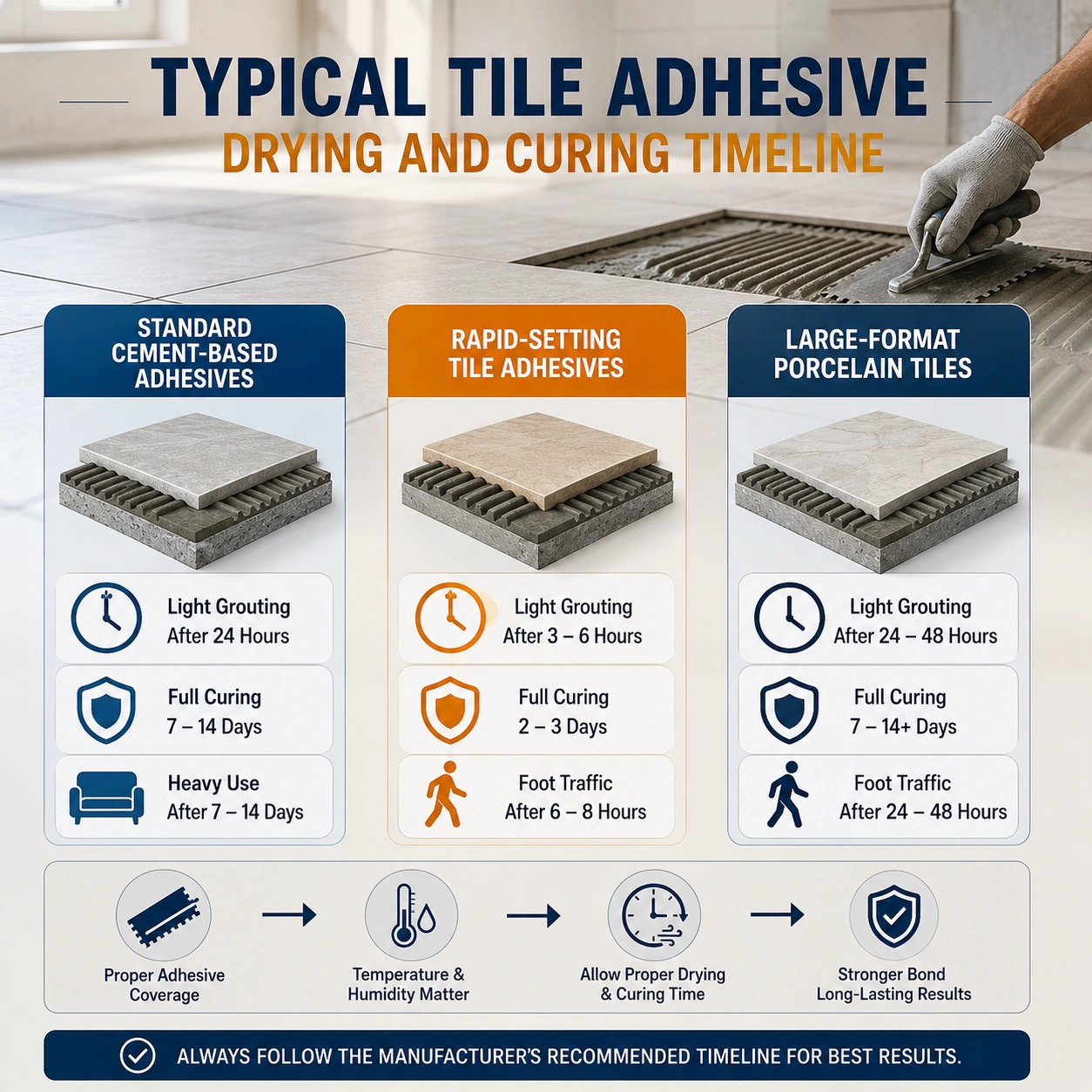 Typical Tile Adhesive Drying and Curing Timeline
