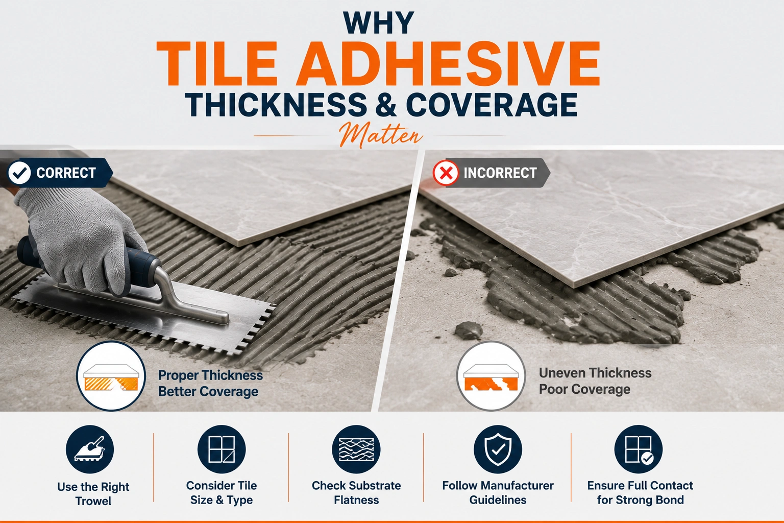 Correct Tile Adhesive Thickness and Coverage