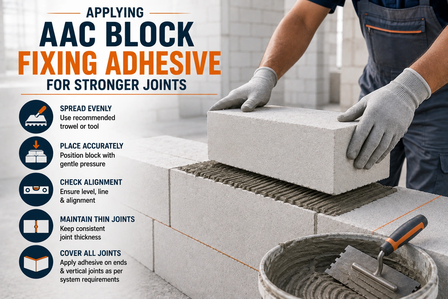 Applying AAC Block Fixing Adhesive for Stronger Joints