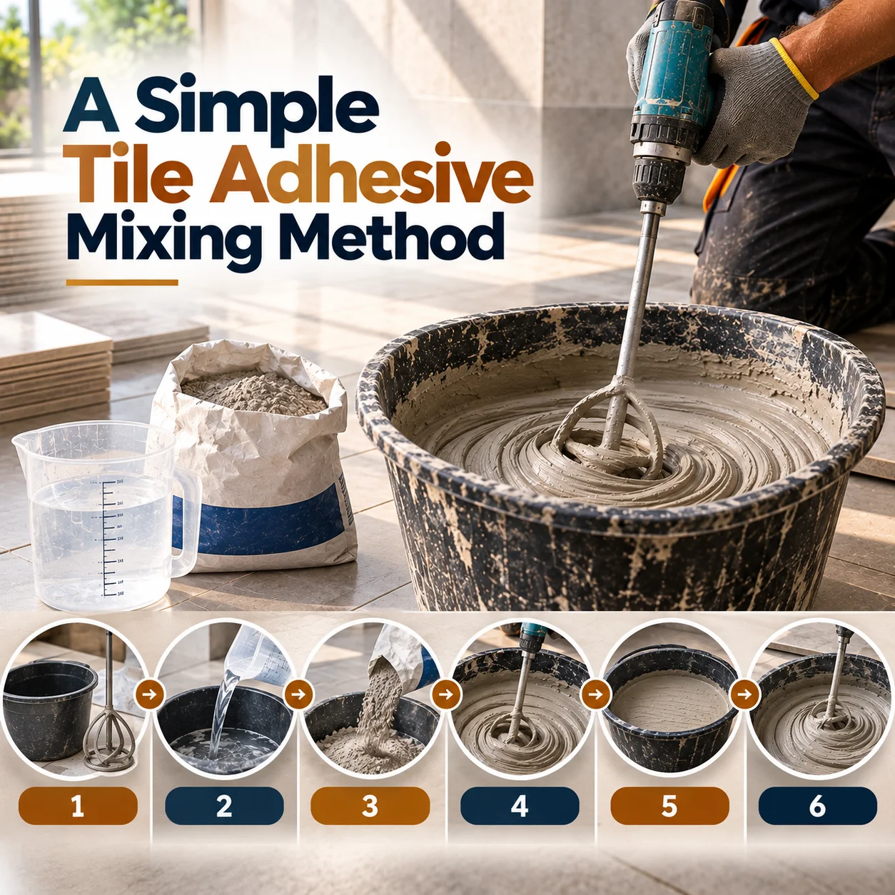 A Simple Tile Adhesive Mixing Method