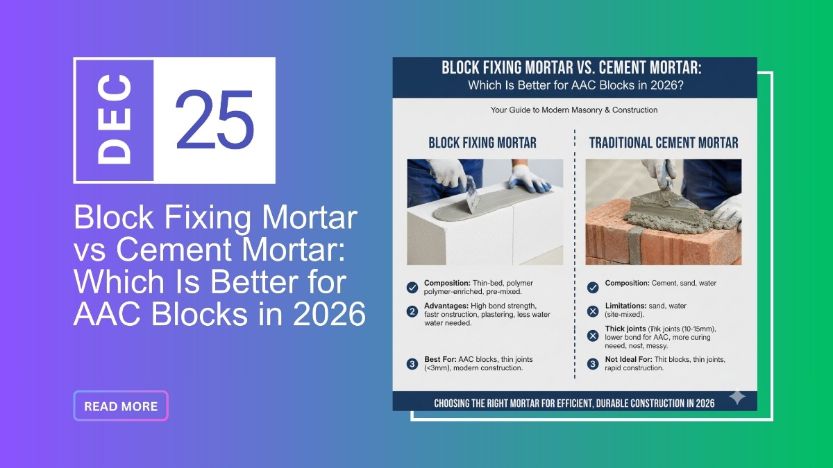 Block Fixing Mortar vs Cement Mortar: Which Is Better for AAC Blocks in 2026