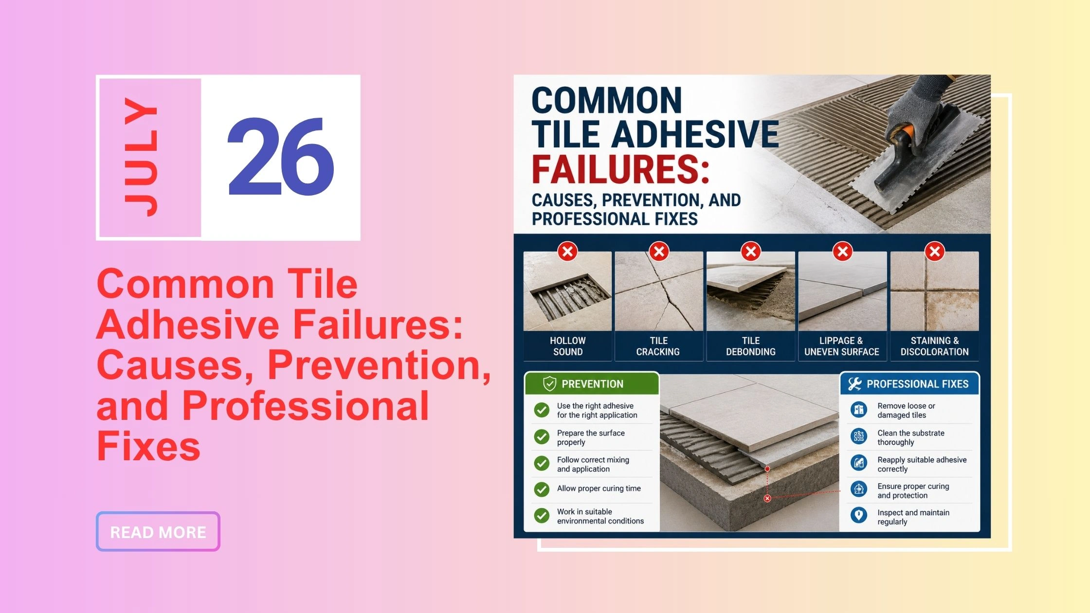 Common Tile Adhesive Failures: Causes, Prevention, and Professional Fixes